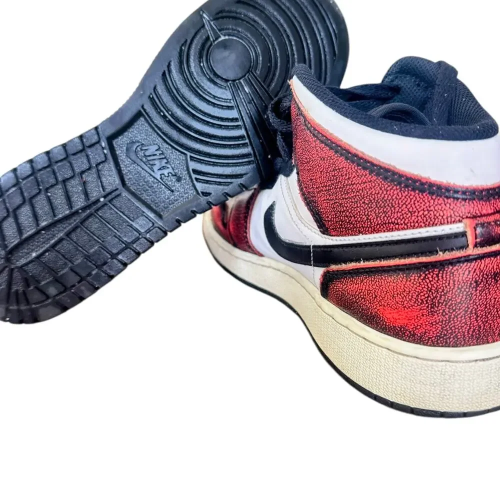 Nike Air Jordan 1 Mid GS Red Black White Youth 6.5Y FB0568-006 Sneakers